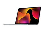 En macbook i vinkel med transparent bakgrund.
